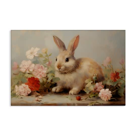 Stupell Industries Easter Bunny with Flower Bundles Canvas Wall Art